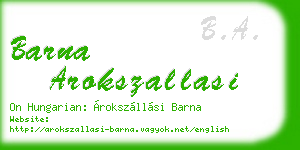 barna arokszallasi business card