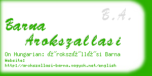 barna arokszallasi business card